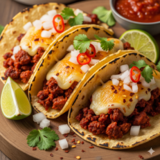 Tacos de chorizo con queso Chihuahua